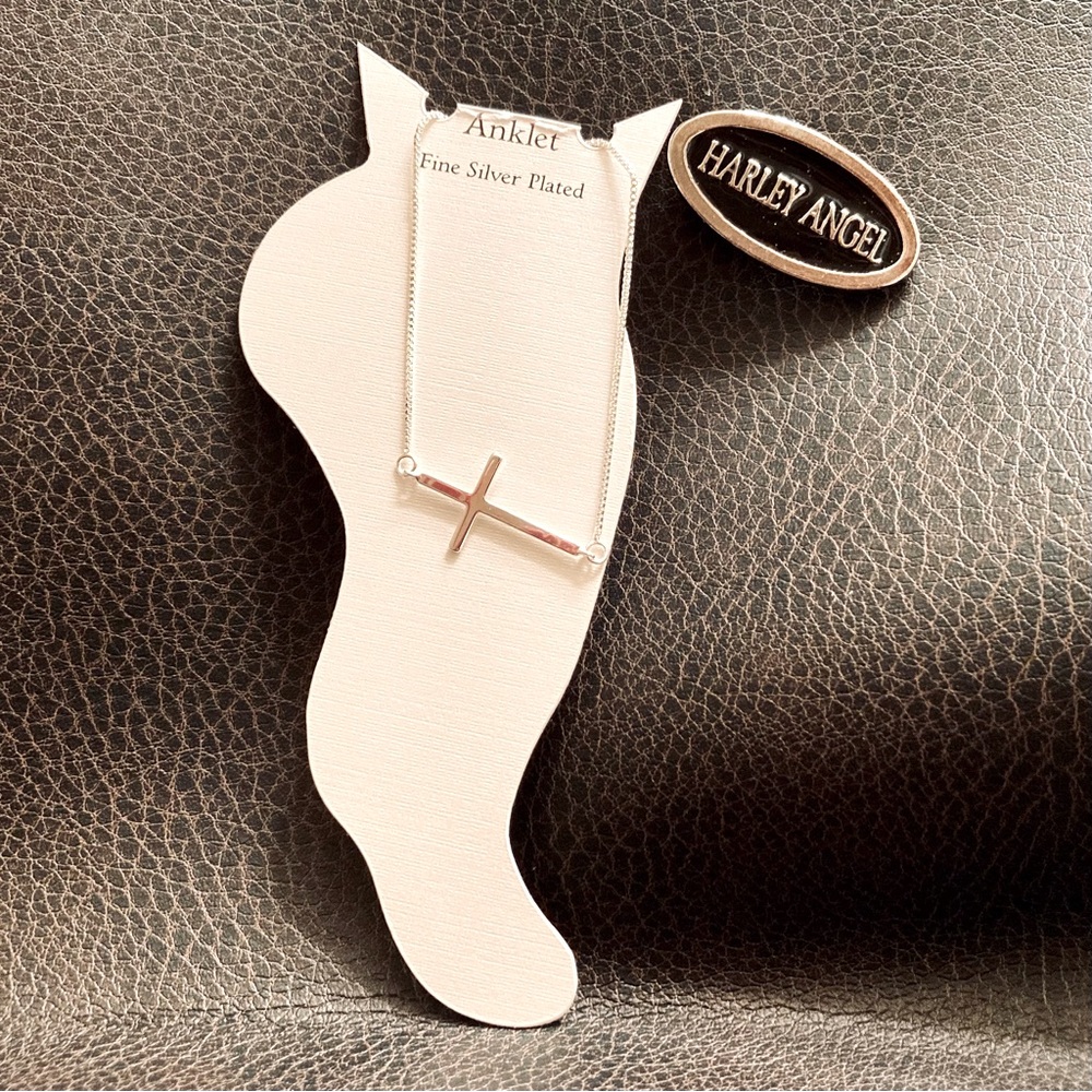 Harley Angel Jacket Pin with Cross Anklet Bracelet